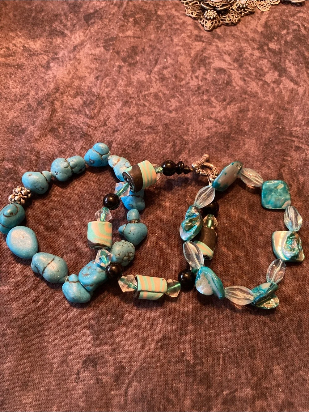 Turquoise Colored Beaded Women's Bracelet Set of 3